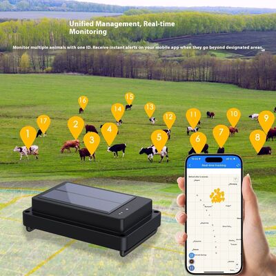 Buy Real-Time GPS Pet Tracker Waterproof IP67 Solar Powered 4G/2G for Sheep Cow Cattle with Remove Alarm GPS Locator Collar online manufacture