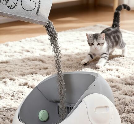 Buy Plastic Eco-Friendly Deodorant Ball Cat Litter Box Automatic Cleaning Large Capacity Enclosed Anti-splatter Design Sieve Easy online manufacture