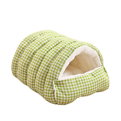 Buy Enclosed Wool Pet Bed Soft Cat Bed with Plush Lining Removable & Washable Cozy Resting Space Checkered Design online manufacture