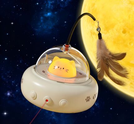 Buy Electric Chicken Ball Toy Automatic Laser Feather Bell Lifelike Interactive USB Rechargeable Adjustable online manufacture