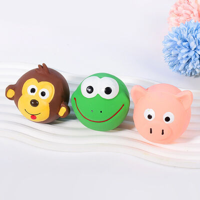 Buy Colorful Animal Shape Taffeta Automatic Lifelike Pet Ball Toy for Chickens Smiling Monkey Frog Pig Playful Interactive online manufacture