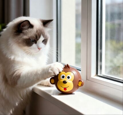 Buy Interactive Lifelike Taffeta Pet Ball Toy Animal Shape Smiling Monkey Frog Pig Colorful Playful online manufacture