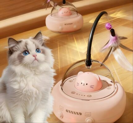 Buy Laser Cat Toy Automatic Feather Bell Interactive Electric USB Rechargeable Adjustable online manufacture
