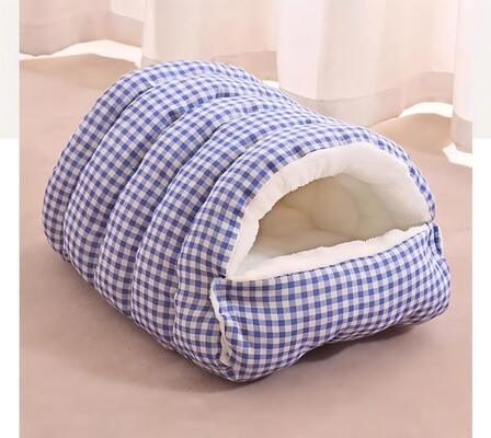 Buy Soft Wool Enclosed Cat Bed with Plush Lining Removable & Washable Checkered Pet Furniture Hand Wash Only for Cats online manufacture