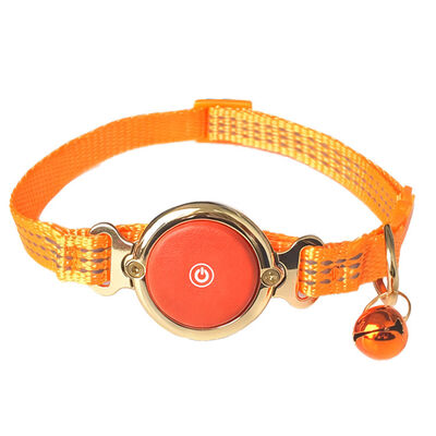 buy Smart Pet Collar for Cats Orange Webbing Round Power Button Bell Adjustable Metal Buckle online manufacture